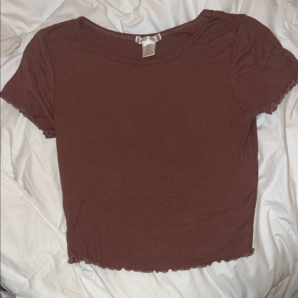 Bozzolo Chocolate Ribbed Crop Top